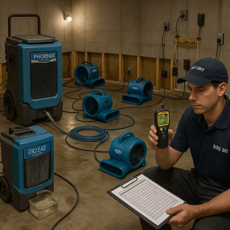 Structural Drying and Dehumidification process in Milford, NJ